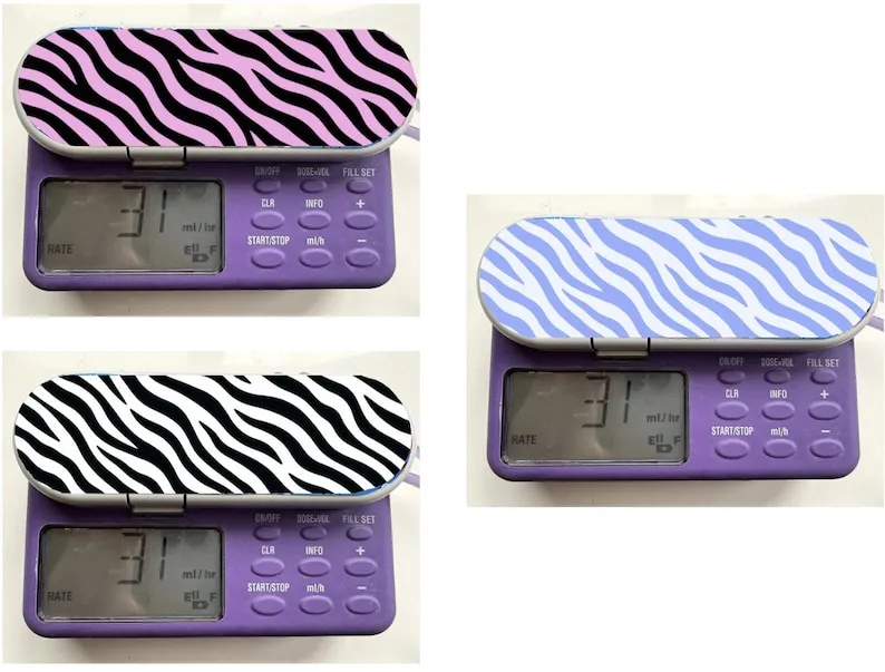 Zebra Stripes sticker on a feeding tube pump